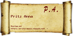 Pritz Anna névjegykártya